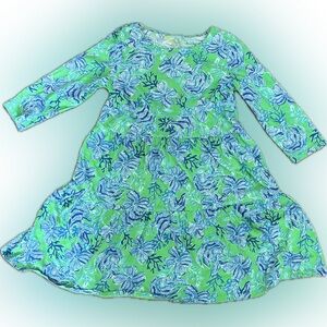 Lilly Pulitzer Green Floral Long-Sleeve Swing Dress $158
